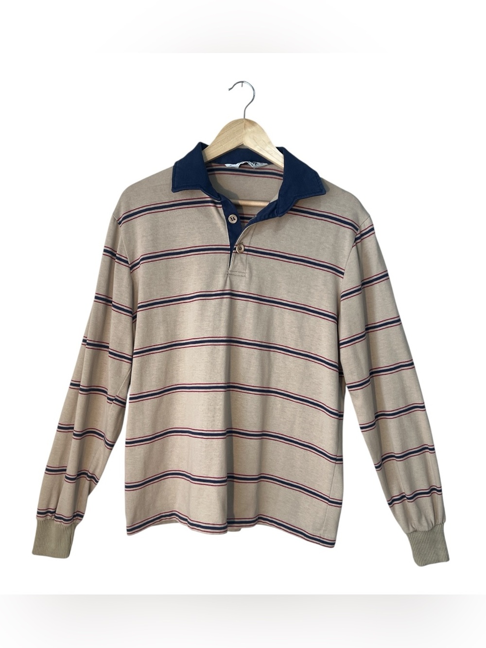 Vintage Cal Sport USA Striped Rugby Shirt Long Sleeve Polo Men’s XL Preppy